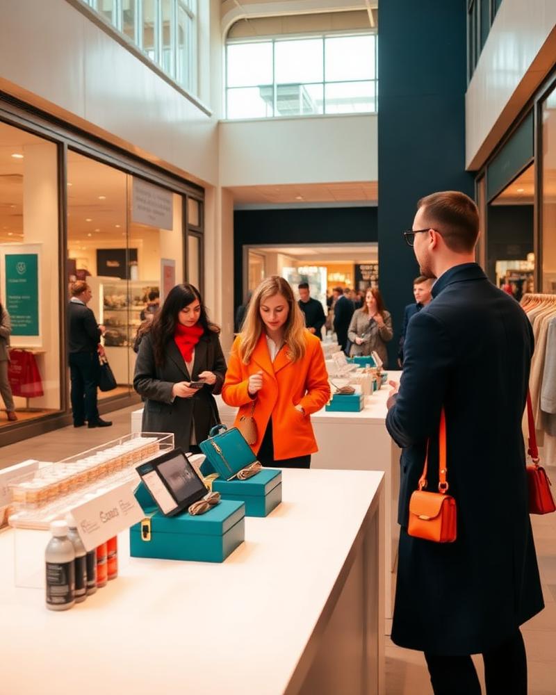 A branded pop-up display with shoppers engaging at a Charlotte retail event